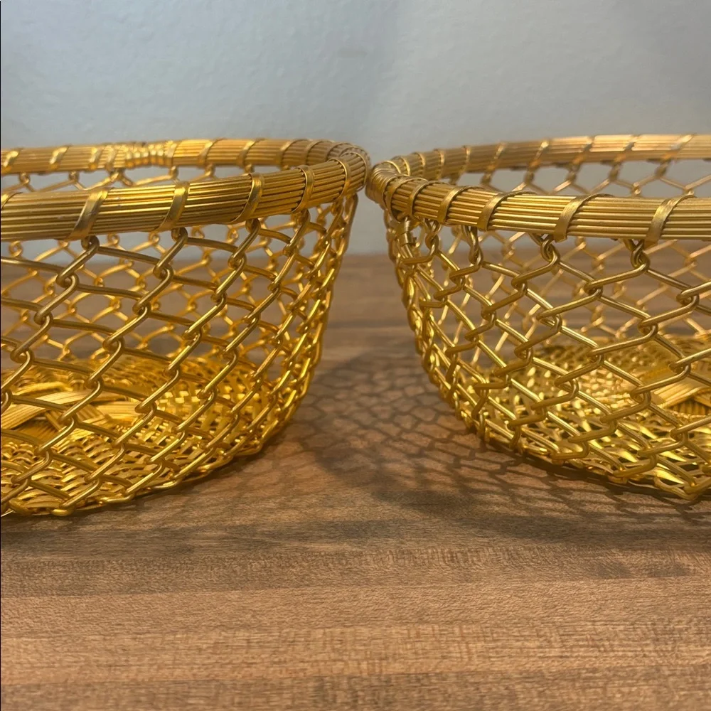 MCM ~ Gold Decorative Woven Metal Bowl Set - Vintage - Picture 2 of 12